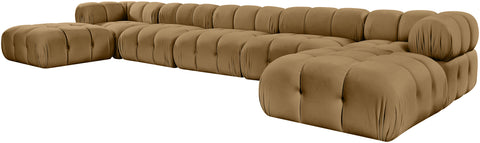 Camden Saddle Velvet Performance Fabric Upholstered Sectional, 7-Piece (Style 3)