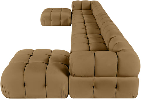 Camden Saddle Velvet Performance Fabric Upholstered Sectional, 7-Piece (Style 3)