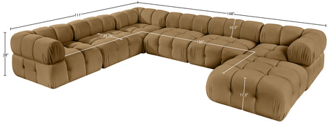Camden Saddle Velvet Performance Fabric Upholstered Sectional, 7-Piece (Style 7)