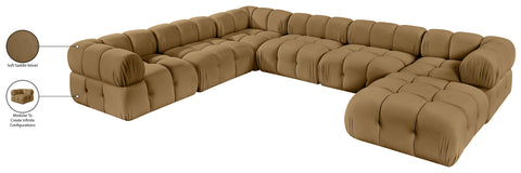 Camden Saddle Velvet Performance Fabric Upholstered Sectional, 7-Piece (Style 7)