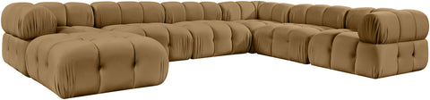 Camden Saddle Velvet Performance Fabric Upholstered Sectional, 7-Piece (Style 7)