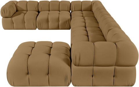 Camden Saddle Velvet Performance Fabric Upholstered Sectional, 7-Piece (Style 7)