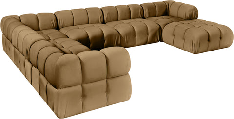 Camden Saddle Velvet Performance Fabric Upholstered Sectional, 7-Piece (Style 7)