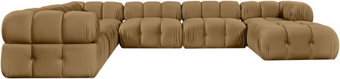 Camden Saddle Velvet Performance Fabric Upholstered Sectional, 7-Piece (Style 7)