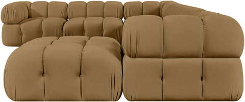 Camden Saddle Velvet Performance Fabric Upholstered Sectional, 7-Piece (Style 7)