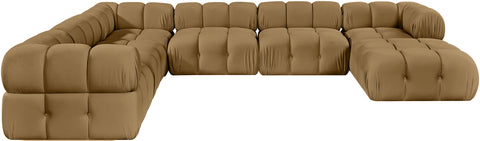 Camden Saddle Velvet Performance Fabric Upholstered Sectional, 7-Piece (Style 7)
