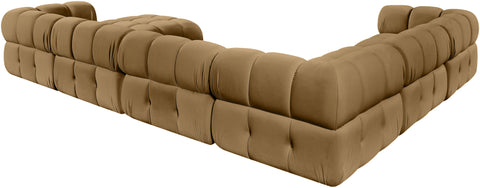 Camden Saddle Velvet Performance Fabric Upholstered Sectional, 7-Piece (Style 7)