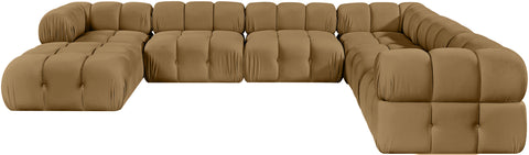 Camden Saddle Velvet Performance Fabric Upholstered Sectional, 7-Piece (Style 7)
