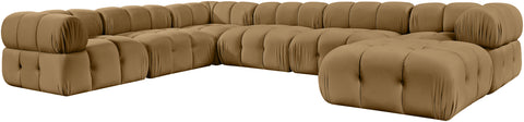 Camden Saddle Velvet Performance Fabric Upholstered Sectional, 7-Piece (Style 7)