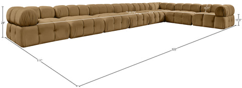 Camden Saddle Velvet Performance Fabric Upholstered Sectional, 8-Piece (Style 2)