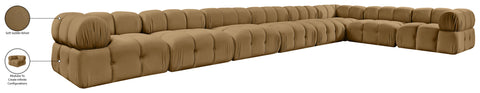 Camden Saddle Velvet Performance Fabric Upholstered Sectional, 8-Piece (Style 2)