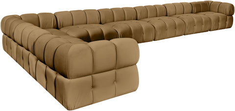 Camden Saddle Velvet Performance Fabric Upholstered Sectional, 8-Piece (Style 2)
