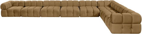 Camden Saddle Velvet Performance Fabric Upholstered Sectional, 8-Piece (Style 2)