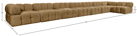 Camden Saddle Velvet Performance Fabric Upholstered Sectional, 8-Piece (Style 4)