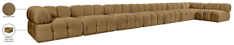 Camden Saddle Velvet Performance Fabric Upholstered Sectional, 8-Piece (Style 4)