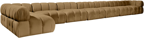 Camden Saddle Velvet Performance Fabric Upholstered Sectional, 8-Piece (Style 4)