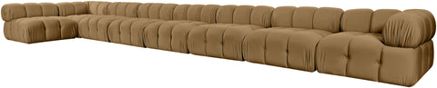 Camden Saddle Velvet Performance Fabric Upholstered Sectional, 8-Piece (Style 4)