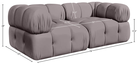 Camden Taupe Velvet Performance Fabric Upholstered Sofa, 2-Piece