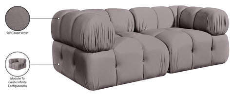 Camden Taupe Velvet Performance Fabric Upholstered Sofa, 2-Piece