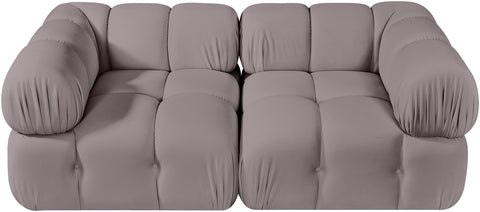 Camden Taupe Velvet Performance Fabric Upholstered Sofa, 2-Piece