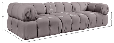 Camden Taupe Velvet Performance Fabric Upholstered Sofa, 3-Piece