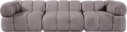 Camden Taupe Velvet Performance Fabric Upholstered Sofa, 3-Piece