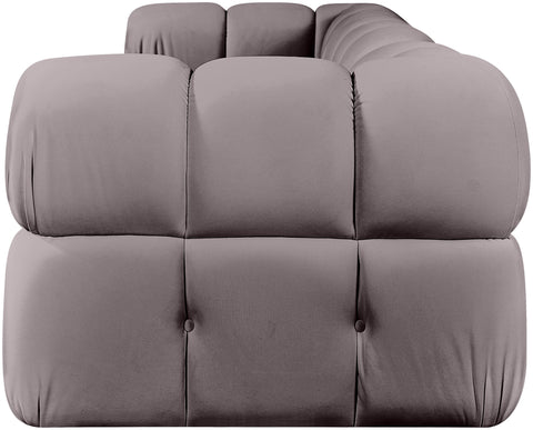 Camden Taupe Velvet Performance Fabric Upholstered Sofa, 3-Piece