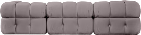 Camden Taupe Velvet Performance Fabric Upholstered Sofa, 3-Piece