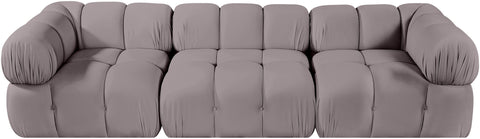 Camden Taupe Velvet Performance Fabric Upholstered Sofa, 3-Piece