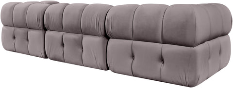 Camden Taupe Velvet Performance Fabric Upholstered Sofa, 3-Piece