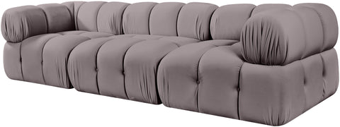 Camden Taupe Velvet Performance Fabric Upholstered Sofa, 3-Piece