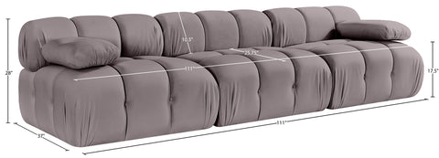 Camden Taupe Velvet Performance Fabric Upholstered Sofa, 3-Piece (Style 2)