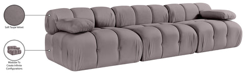Camden Taupe Velvet Performance Fabric Upholstered Sofa, 3-Piece (Style 2)