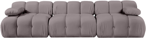 Camden Taupe Velvet Performance Fabric Upholstered Sofa, 3-Piece (Style 2)