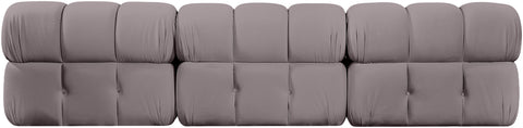 Camden Taupe Velvet Performance Fabric Upholstered Sofa, 3-Piece (Style 2)