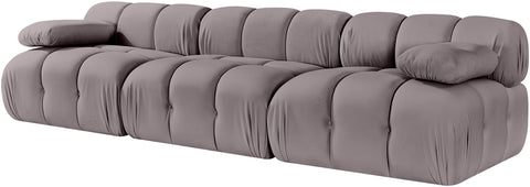 Camden Taupe Velvet Performance Fabric Upholstered Sofa, 3-Piece (Style 2)