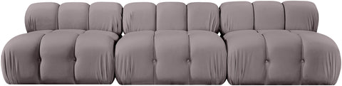 Camden Taupe Velvet Performance Fabric Upholstered Sofa, 3-Piece (Style 2)