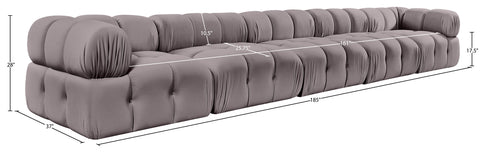 Camden Taupe Velvet Performance Fabric Upholstered Sofa, 5-Piece