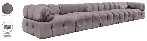 Camden Taupe Velvet Performance Fabric Upholstered Sofa, 5-Piece