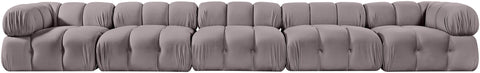 Camden Taupe Velvet Performance Fabric Upholstered Sofa, 5-Piece