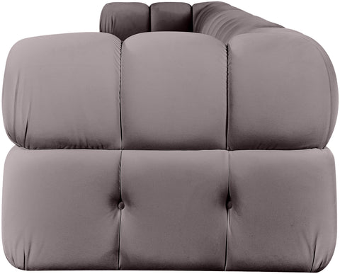 Camden Taupe Velvet Performance Fabric Upholstered Sofa, 5-Piece