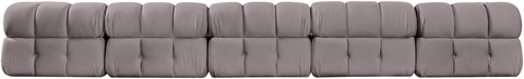 Camden Taupe Velvet Performance Fabric Upholstered Sofa, 5-Piece