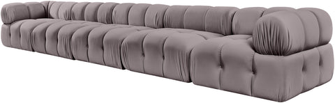 Camden Taupe Velvet Performance Fabric Upholstered Sofa, 5-Piece