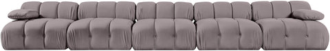 Camden Taupe Velvet Performance Fabric Upholstered Sofa, 5-Piece (Style 2)