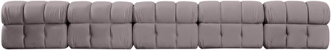 Camden Taupe Velvet Performance Fabric Upholstered Sofa, 5-Piece (Style 2)