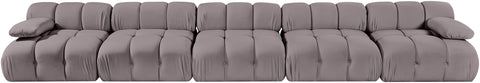 Camden Taupe Velvet Performance Fabric Upholstered Sofa, 5-Piece (Style 2)