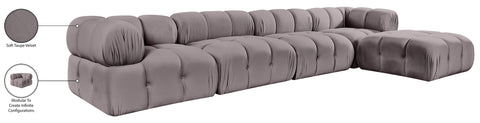 Camden Taupe Velvet Performance Fabric Upholstered Sectional, 5-Piece
