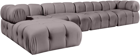 Camden Taupe Velvet Performance Fabric Upholstered Sectional, 5-Piece