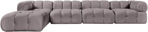 Camden Taupe Velvet Performance Fabric Upholstered Sectional, 5-Piece