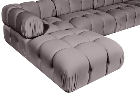 Camden Taupe Velvet Performance Fabric Upholstered Sectional, 5-Piece